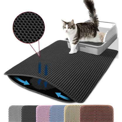 Tapete de areia para gatos, à prova d'água, anti-urina, anti-enjamento, fácil de limpar, favo de mel, camada dupla, resistente ao desgaste, macio, eva, tapetes de areia para gatos