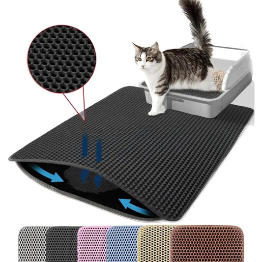 Tapete de areia para gatos, à prova d'água, anti-urina, anti-enjamento, fácil de limpar, favo de mel, camada dupla, resistente ao desgaste, macio, eva, tapetes de areia para gatos