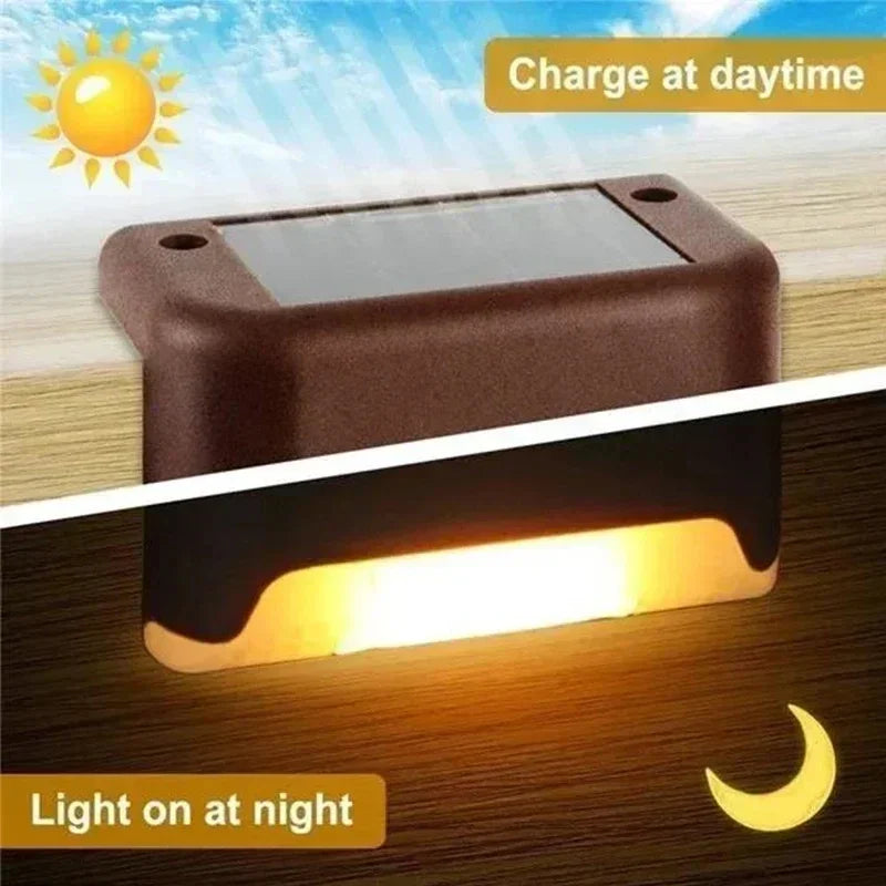 1/4/8/12/pcs solar luzes led ao ar livre jardim luz deck lâmpada solar escadas luz à prova dwaterproof água solar passo lâmpada pátio decoração do jardim